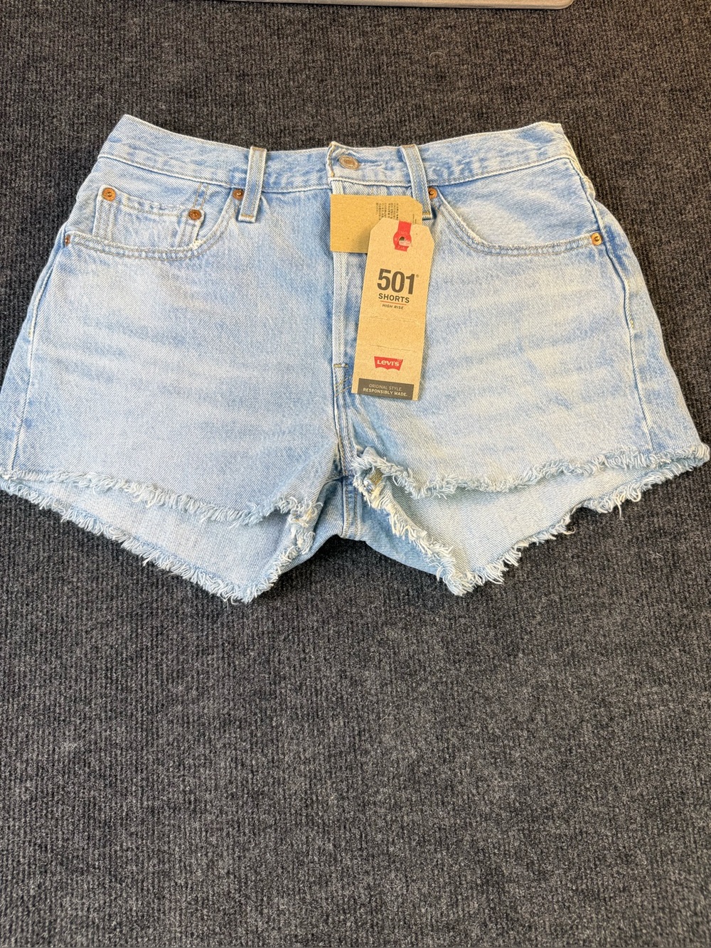 Levi's 501 High-Rise Light Blue Denim Shorts 28